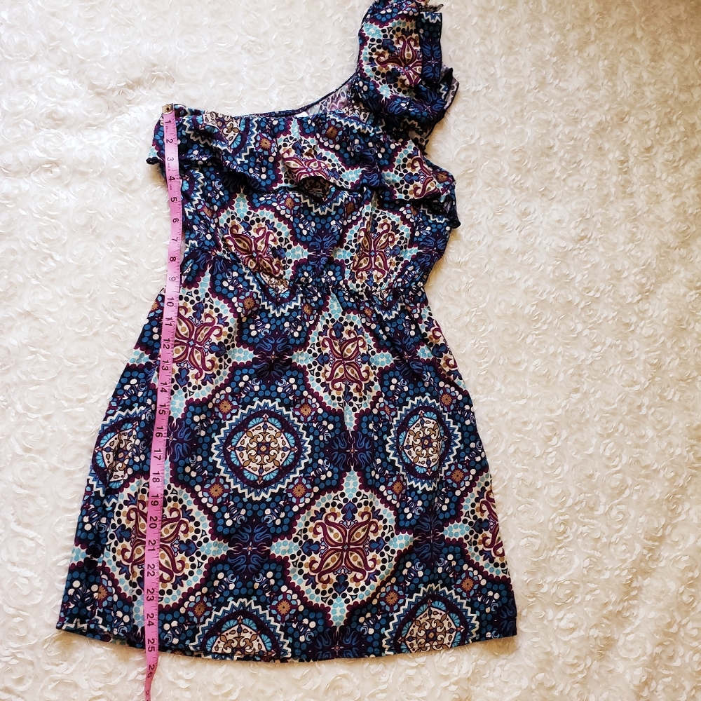 Xhilaration One Shoulder Ruffle Purple/Blue Dress - Picture 6 of 8